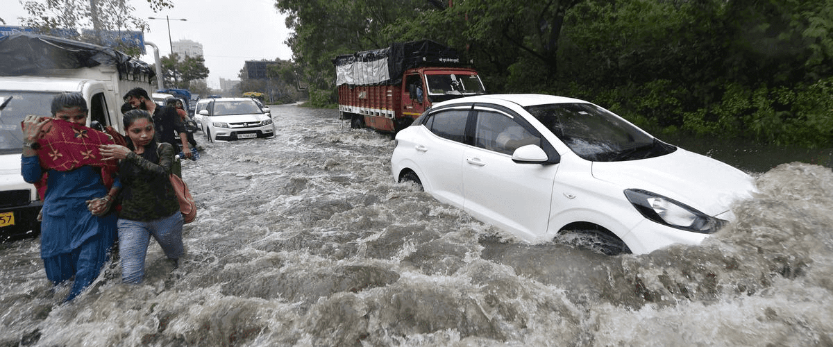 monsoon traffic or waterlogged roads - Gurugram